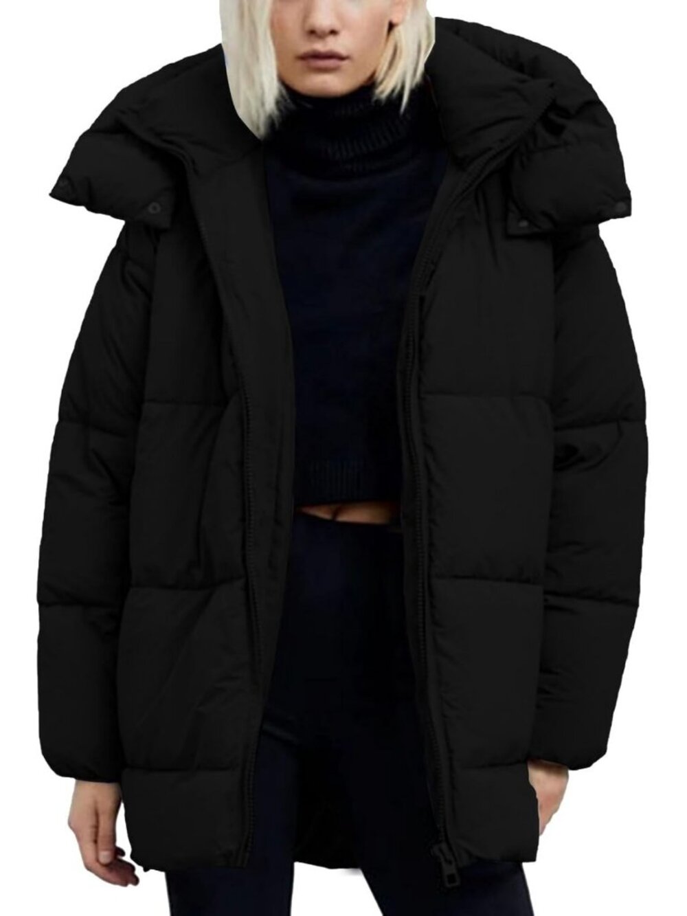 Cozy Hooded Puffer Jacket for Women | Warm Winter Coat with Full Zip Closure